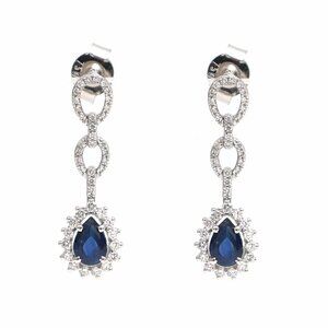 Midnight Reign 18K White Gold Blue Sapphire Diamond Drop Earrings